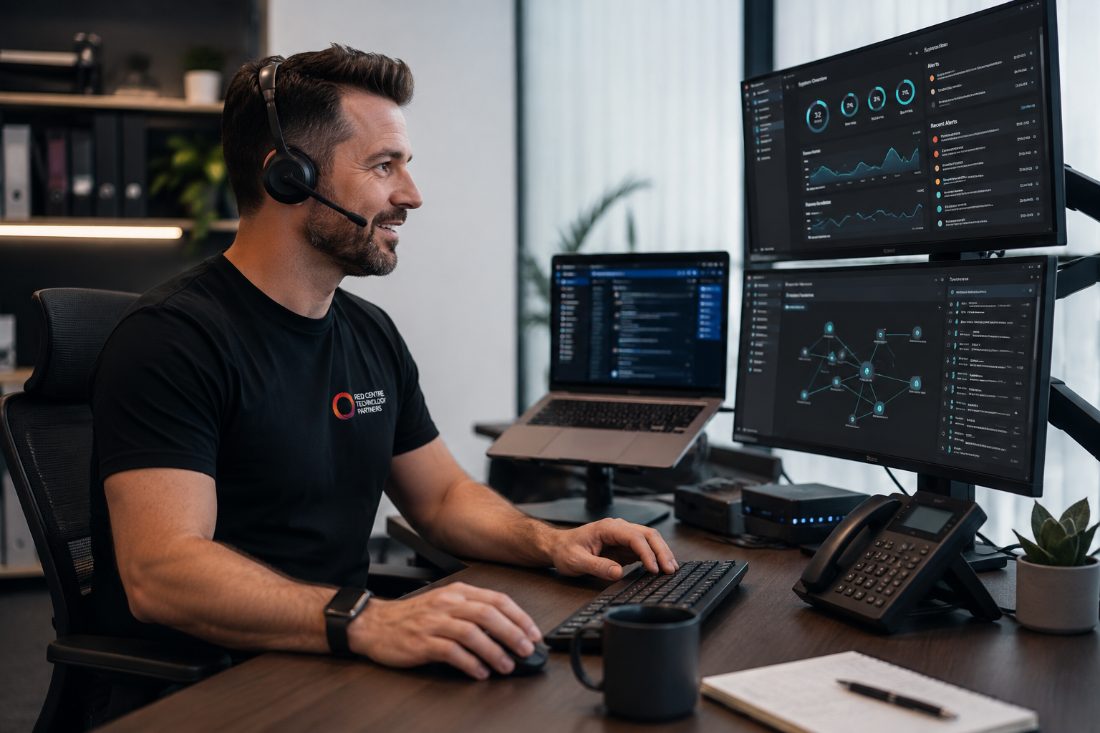 Red Centre Technology Partners technician monitoring client systems